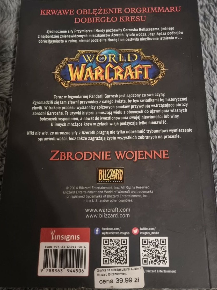 Tylna okładka pierwszego wydania książki Zbrodnie Wojenne
