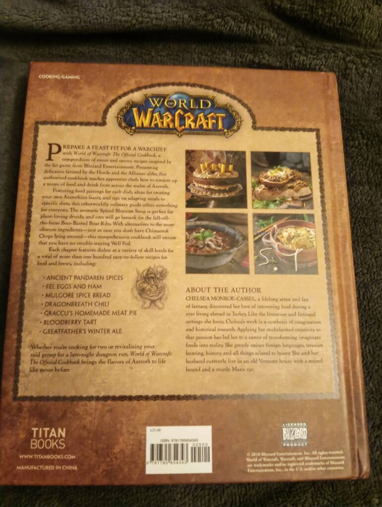 Zdjęcie przedstawiające tylną okładkę książki World of Warcraft The Official Cookbook?